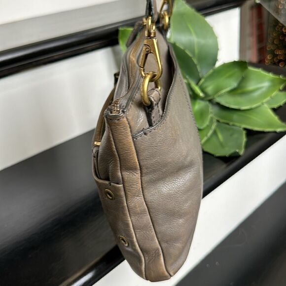 Fossil, genuine, leather Crossbody shoulder handbag purse taupe neutral - Picture 6 of 11